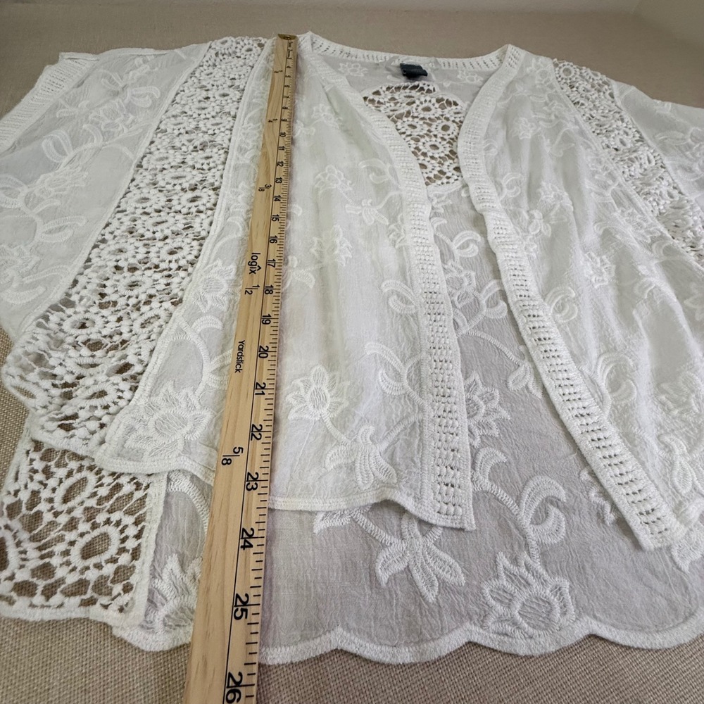 Vince Camuto White Embroidered Crochet Lace Kimono Swim Cover Up OS - Picture 6 of 10